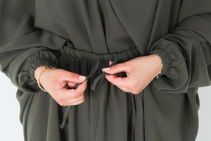 Khaki Jilbab made from Medina silk fabric